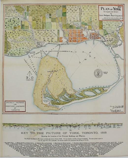 નકશો યોર્ક ટોરોન્ટો 1787-1884 cartoony આવૃત્તિ