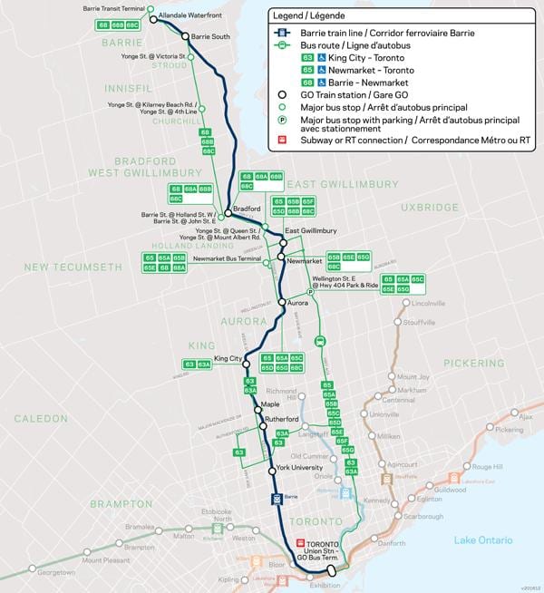 નકશો વાક્ય બેરી Go Transit