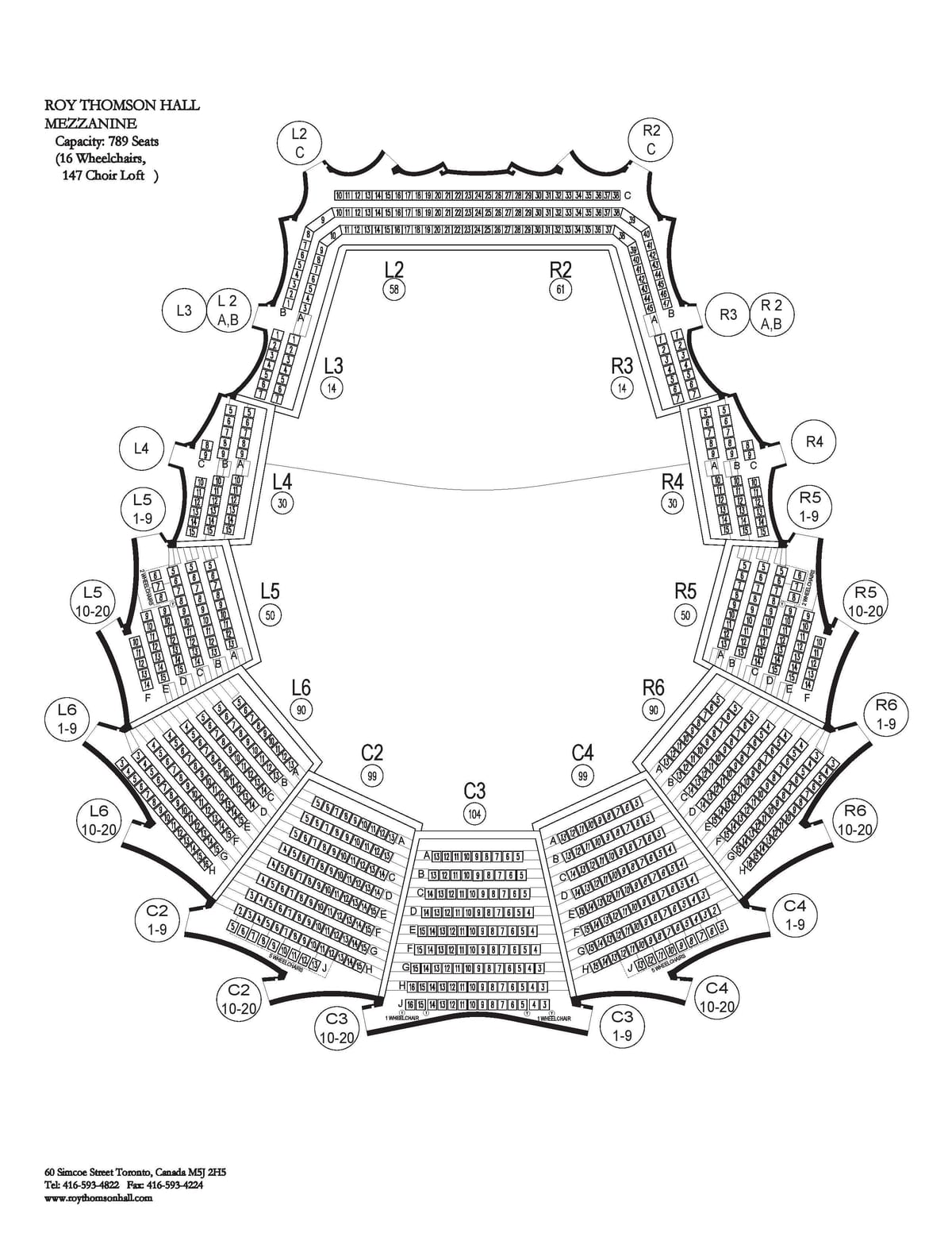 નકશો રોય થોમસન હોલ mezzanine