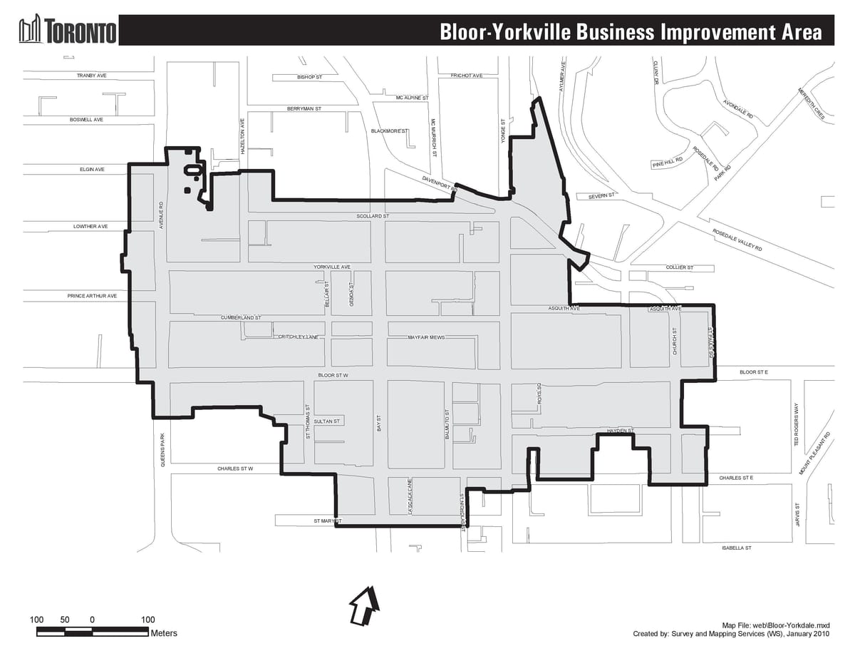 નકશો Bloor Yorkville ટોરોન્ટો boudary