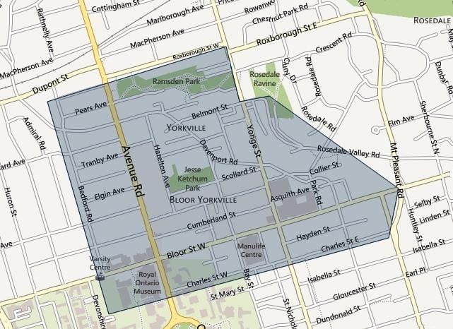 નકશો Bloor Yorkville