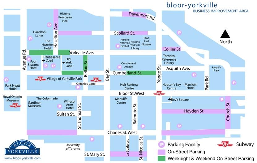 નકશો Bloor Yorkville પાર્કિંગ