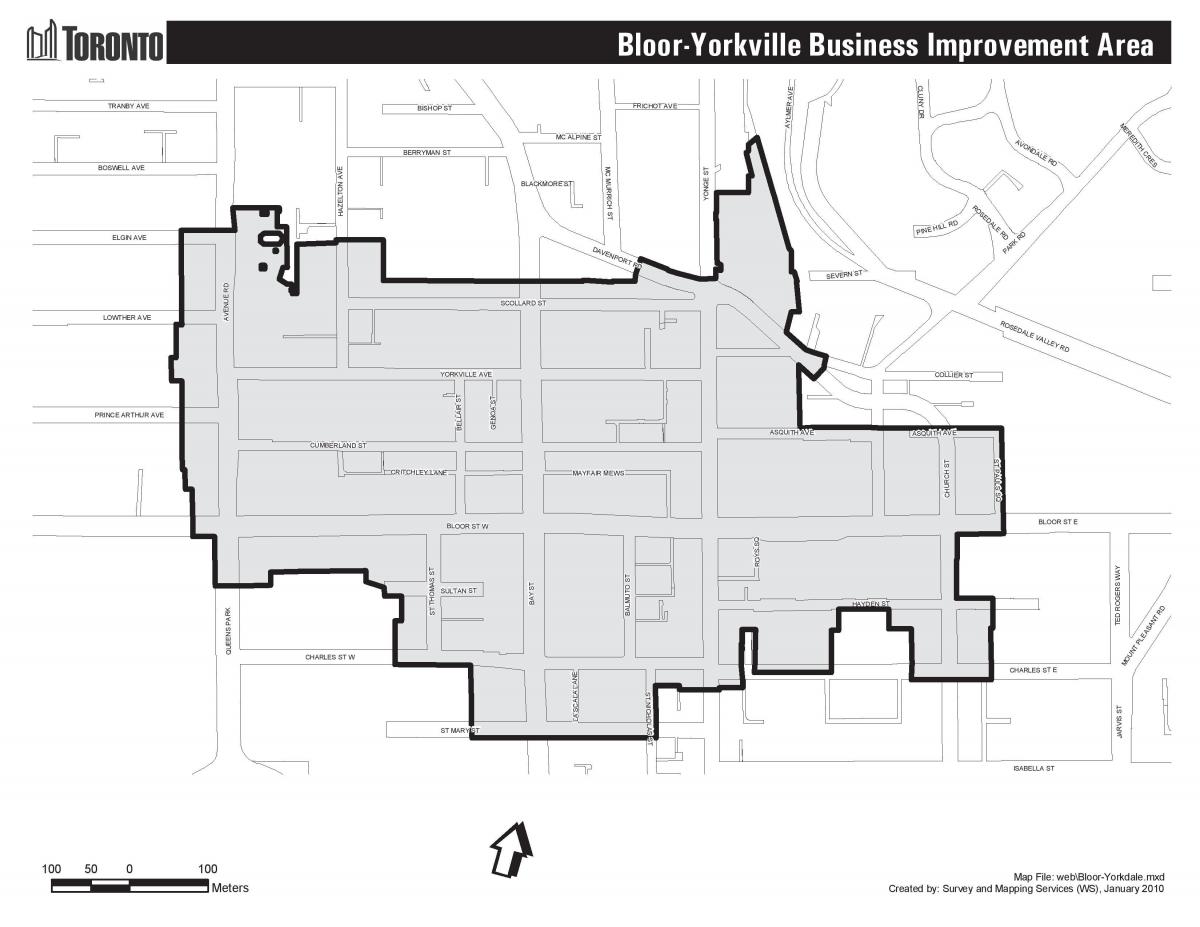 નકશો Bloor Yorkville ટોરોન્ટો boudary