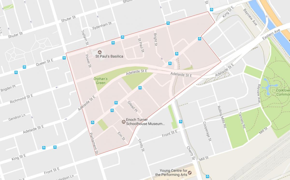 નકશો Corktown પડોશી ટોરોન્ટો