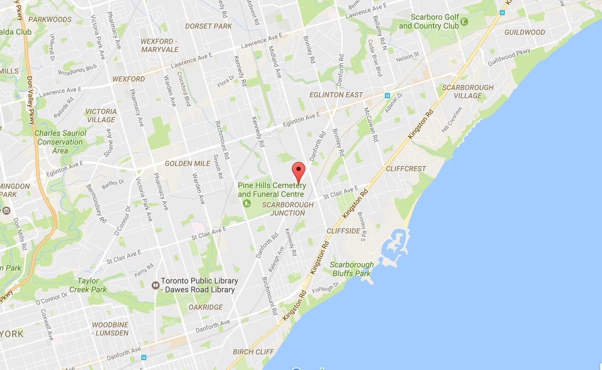 નકશો Danforth રોડ ટોરોન્ટો