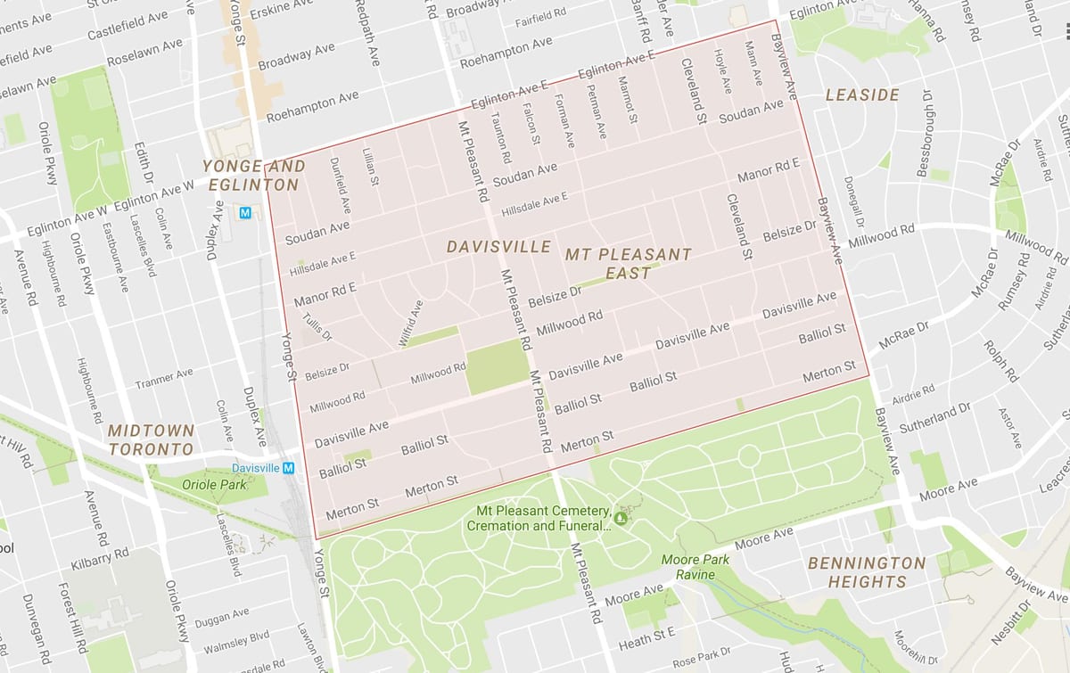 નકશો Davisville ગામ પડોશી ટોરોન્ટો