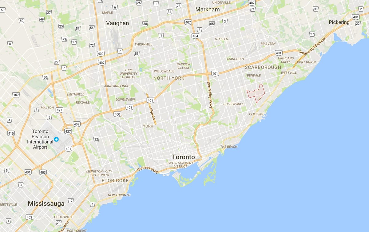 નકશો Eglinton પૂર્વ જિલ્લા ટોરોન્ટો