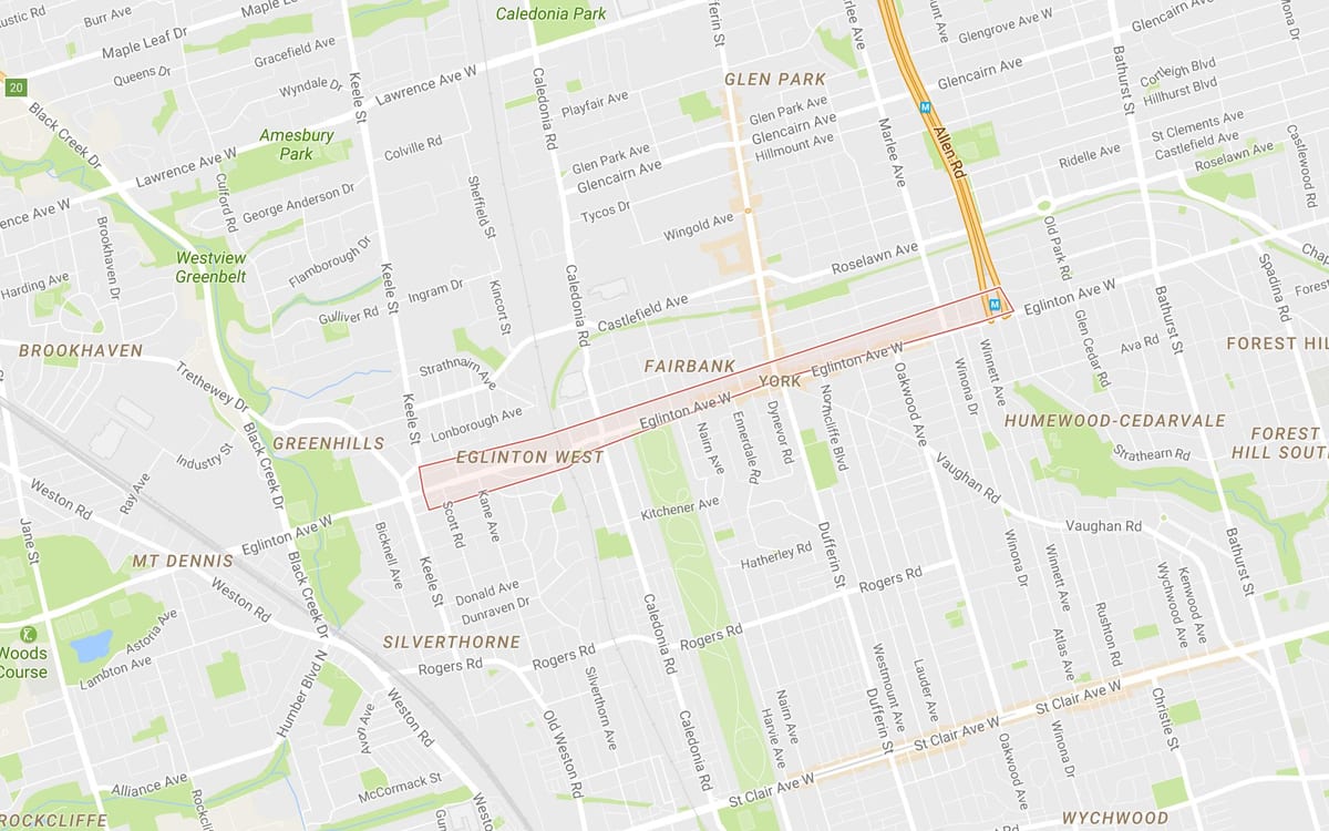 નકશો Eglinton વેસ્ટ પડોશી ટોરોન્ટો