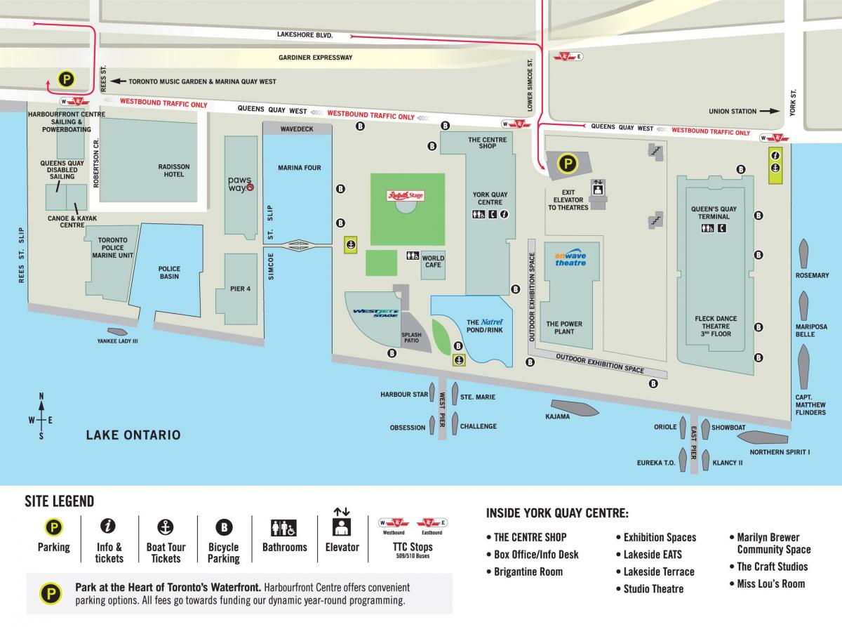 નકશો Harbourfront કેન્દ્ર ટોરોન્ટો
