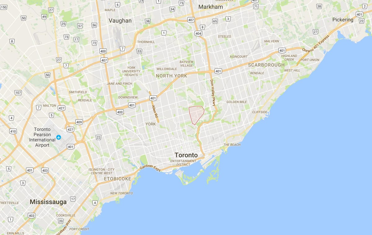 નકશો Leaside જિલ્લા ટોરોન્ટો
