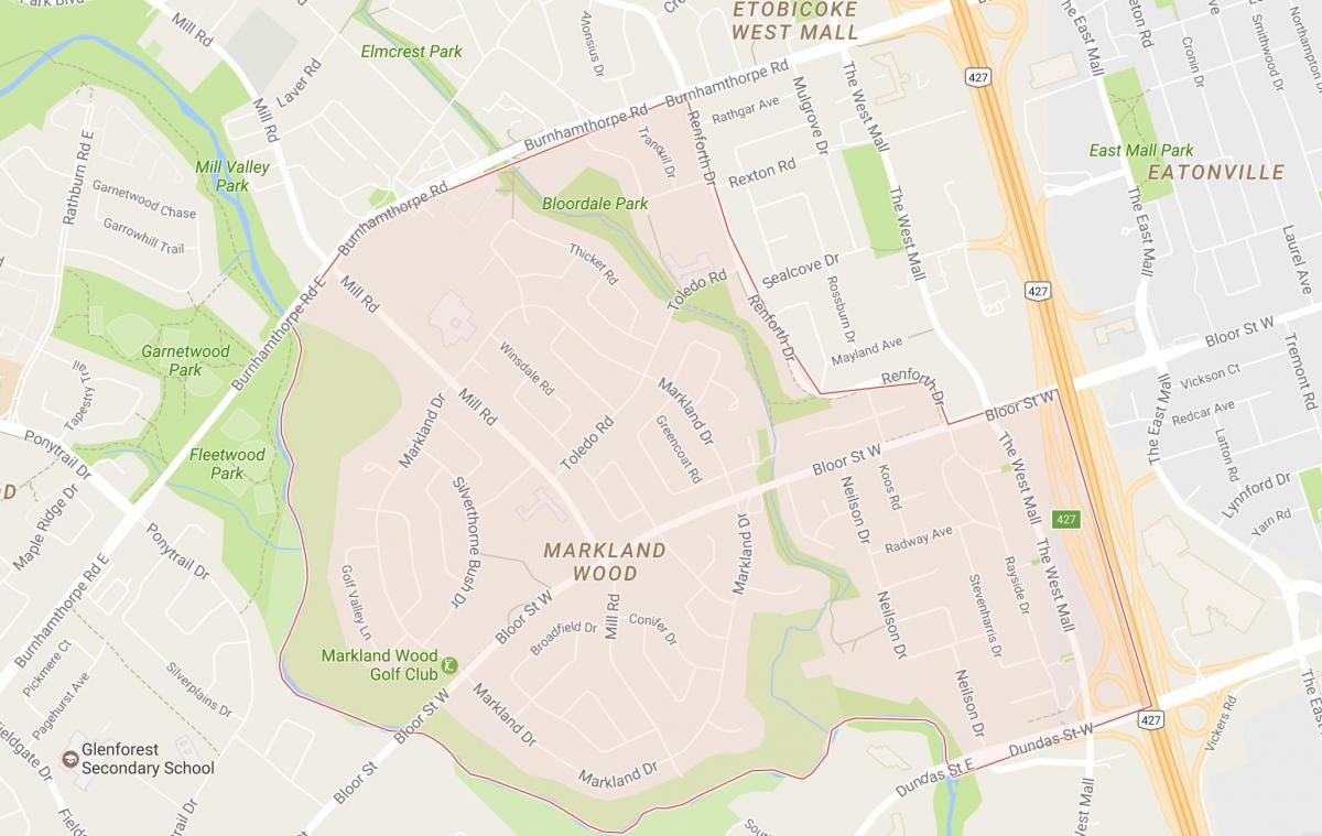 નકશો Markland લાકડું પડોશી ટોરોન્ટો