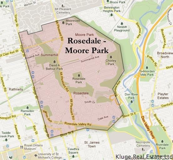 નકશો Rosedale મૂરે પાર્ક ટોરોન્ટો
