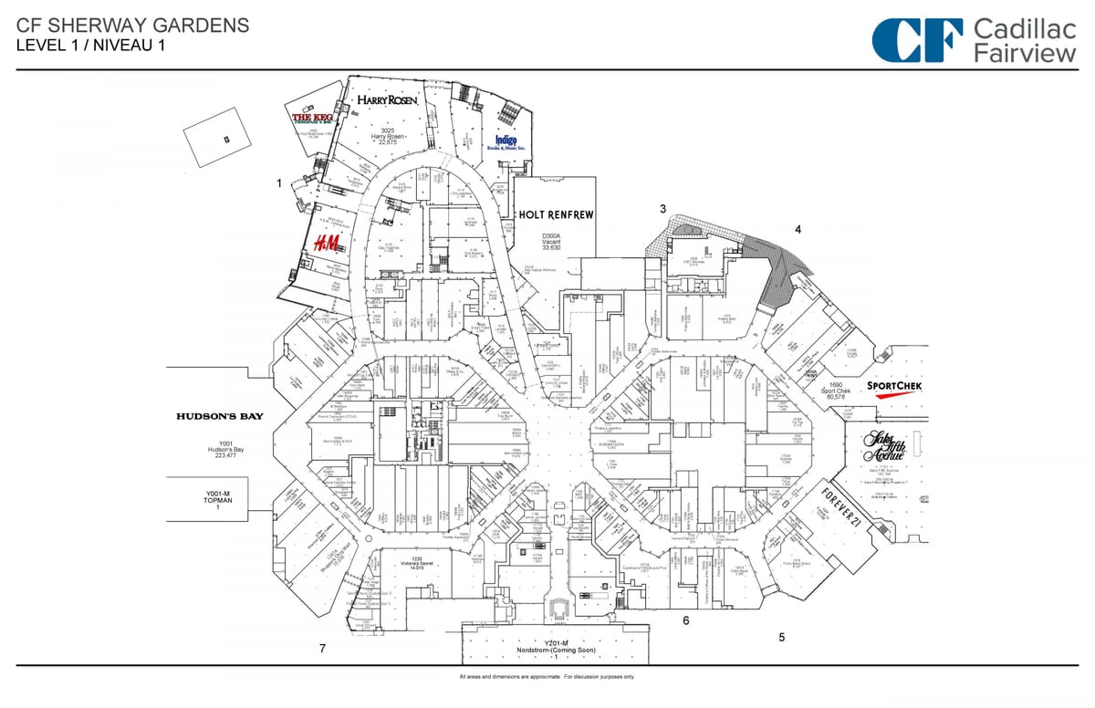 નકશો Sherway બગીચા સ્તર 1