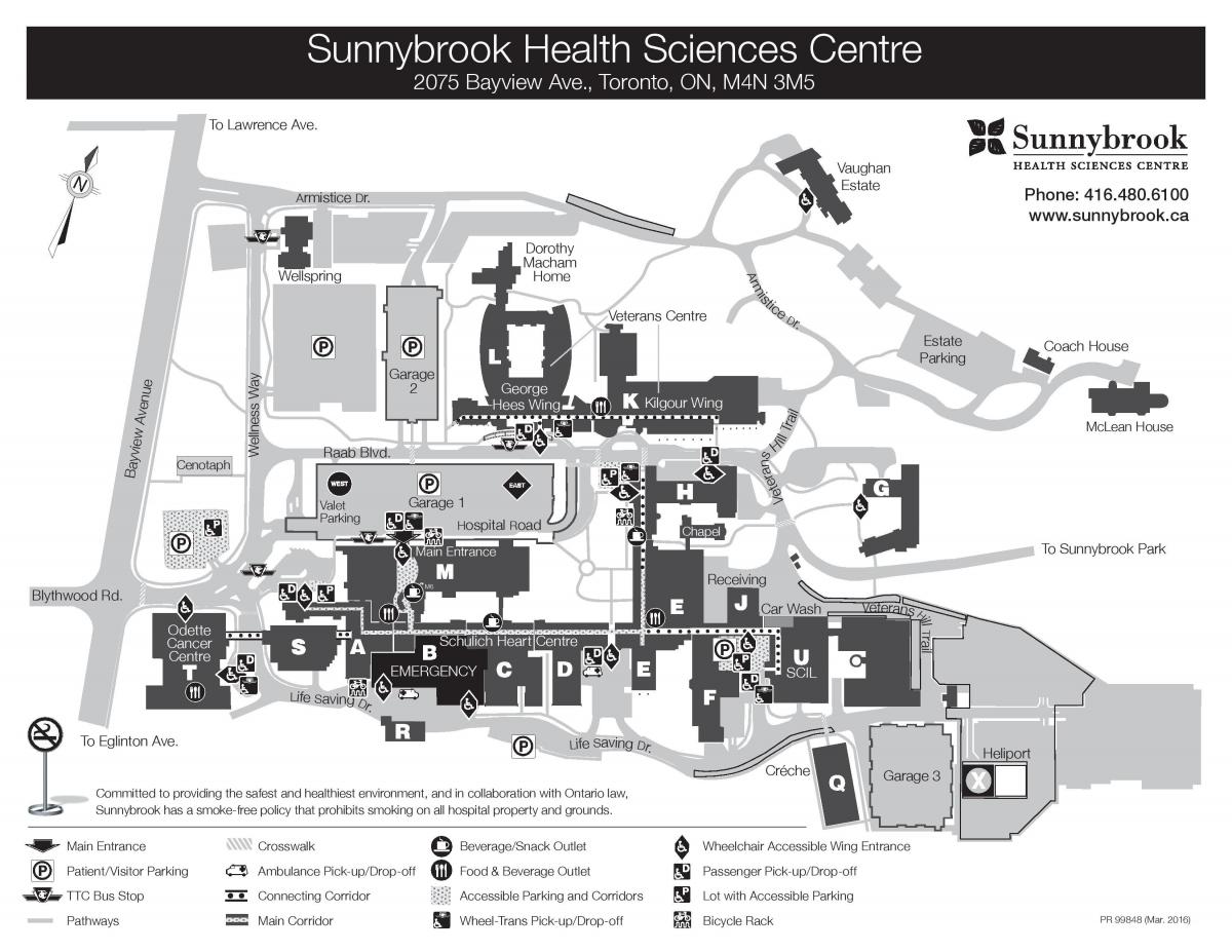 નકશો Sunnybrook હેલ્થ સાયન્સ સેન્ટર - SHSC