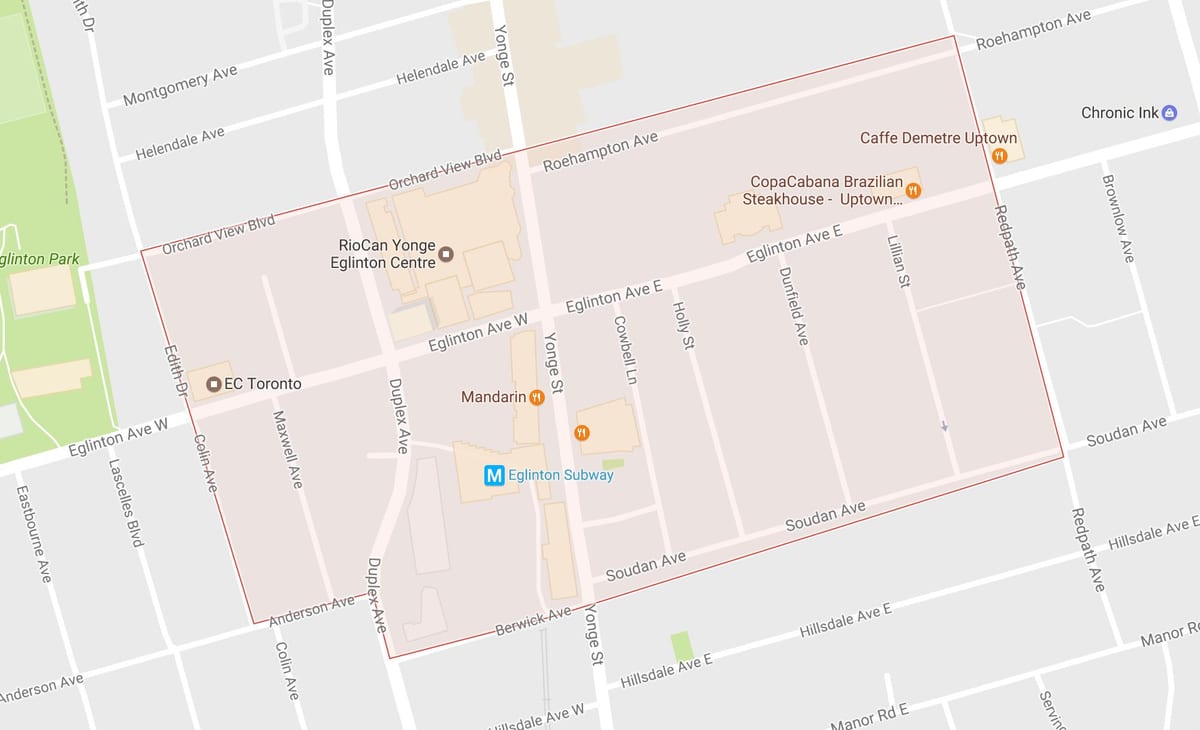 નકશો Yonge અને Eglinton પડોશી ટોરોન્ટો