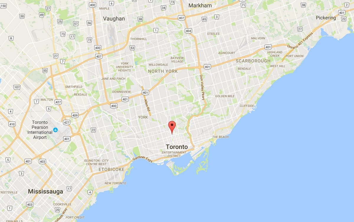 નકશો Yorkville જિલ્લા ટોરોન્ટો