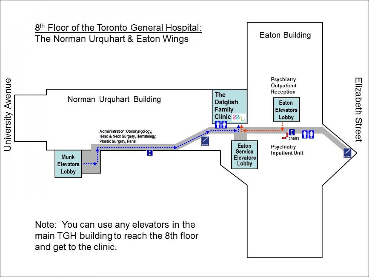 નકશો જનરલ હોસ્પિટલ 8 મી માળ ટોરોન્ટો