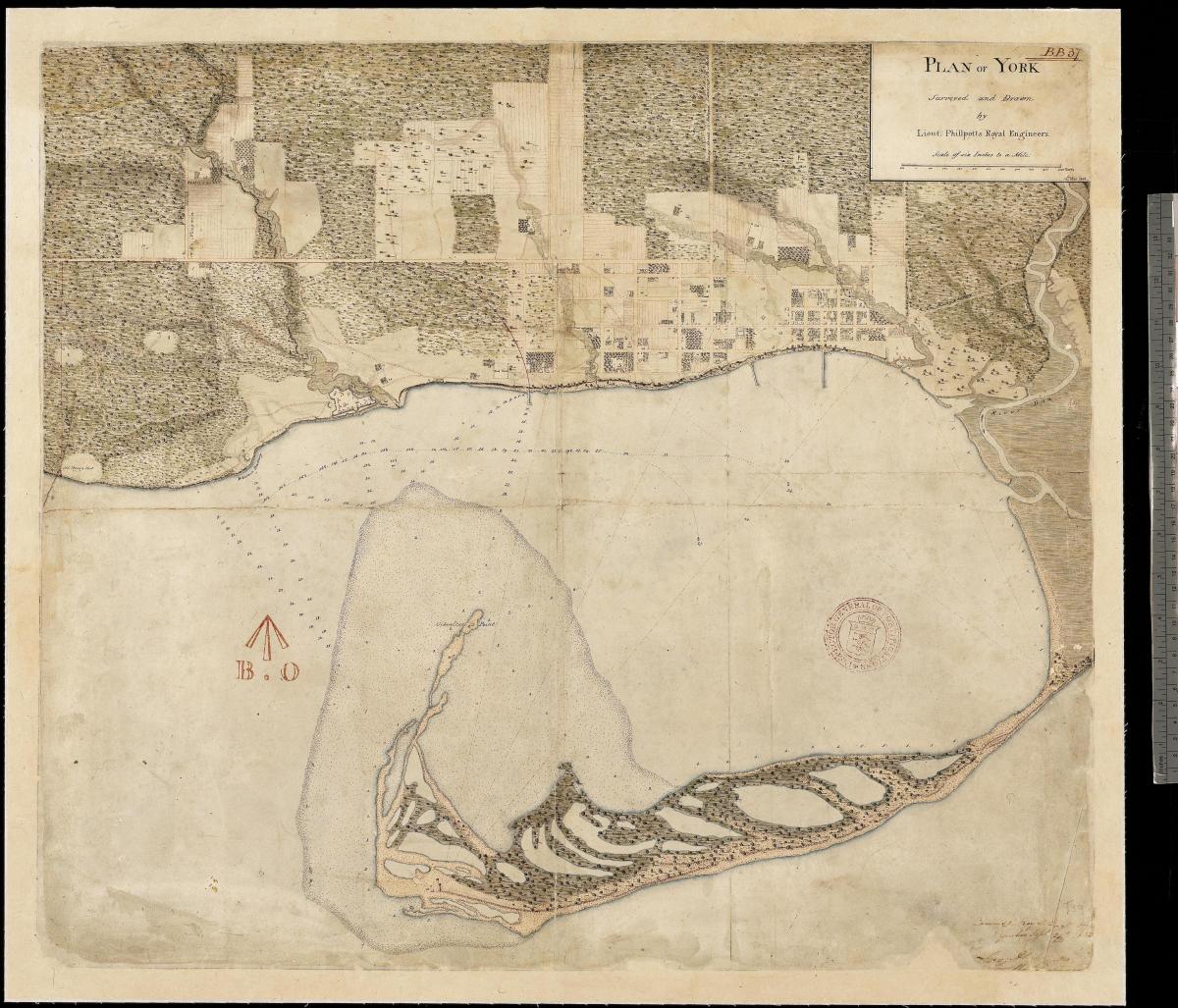 નકશો જમીન યોર્ક ટોરોન્ટો પ્રથમ centure 1787-1884