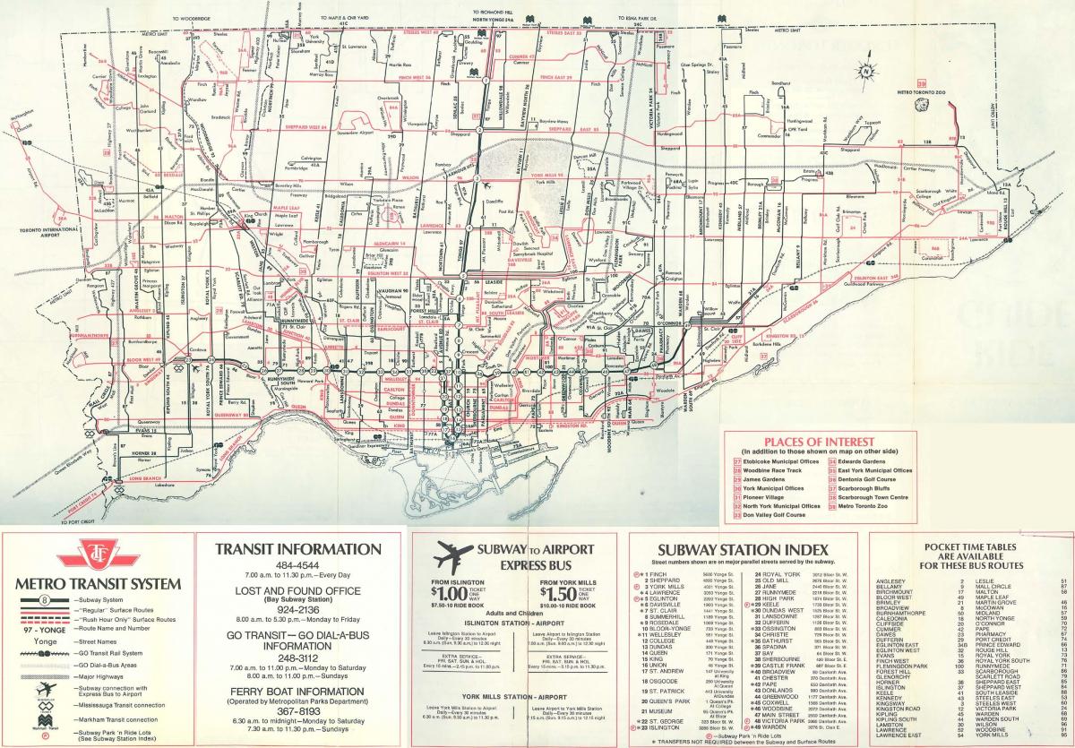 નકશો ટોરોન્ટો 1976