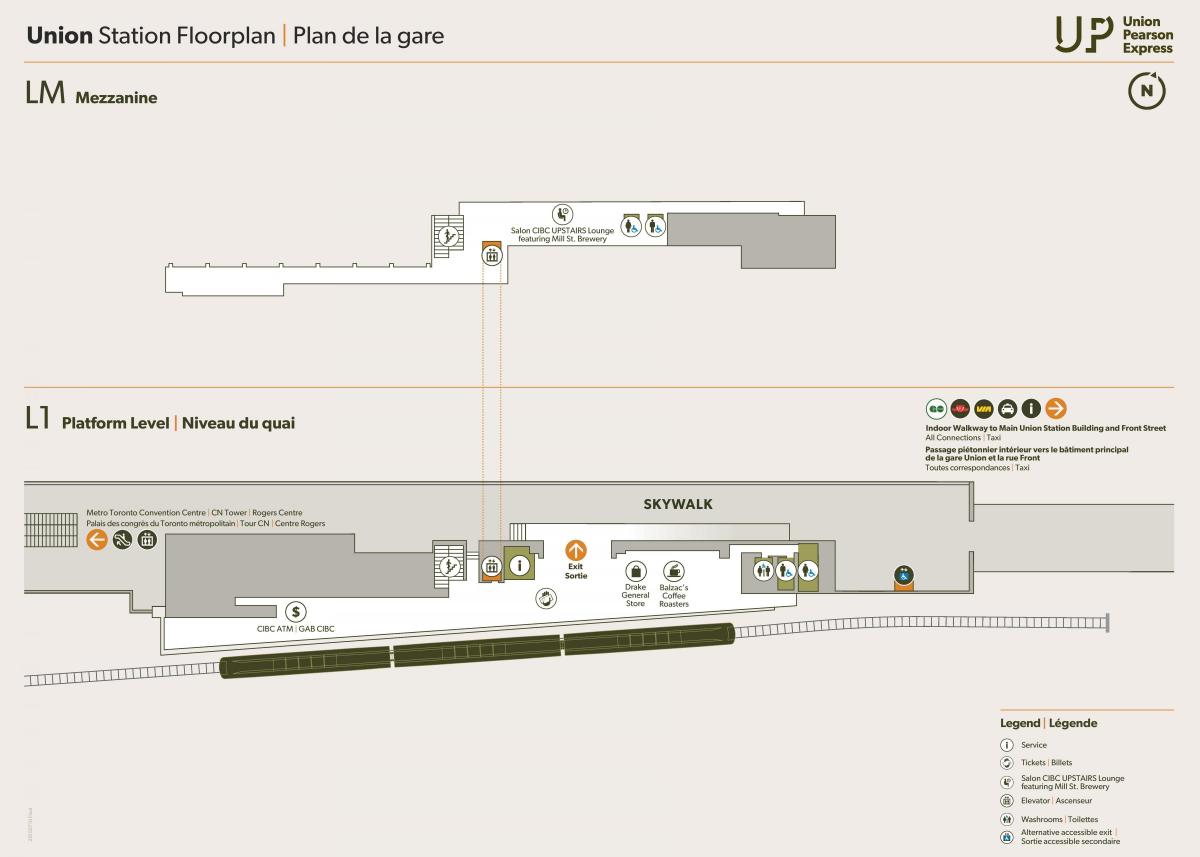 નકશો યુનિયન સ્ટેશન mezzanine
