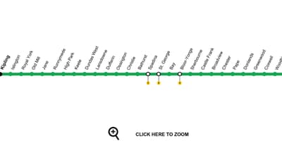 નકશો ટોરોન્ટો સબવે લાઇન 2 Bloor-Danforth