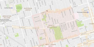 નકશો ટ્રિનિટી–Bellwoods પડોશી ટોરોન્ટો