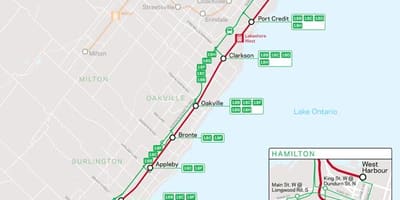 નકશો વાક્ય Lakeshore વેસ્ટ Go Transit