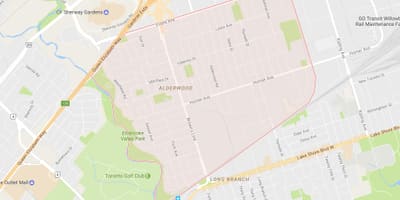 નકશો Alderwood Parkview પડોશી ટોરોન્ટો