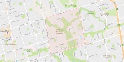 નકશો Bayview વૂડ્સ – Steeles પડોશી ટોરોન્ટો
