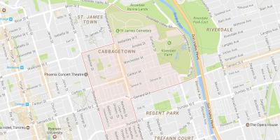 નકશો Cabbagetown પડોશી ટોરોન્ટો