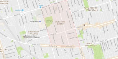 નકશો Dufferin ગ્રોવ પડોશી ટોરોન્ટો