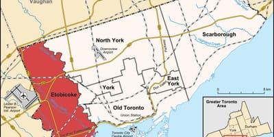 નકશો Etobicoke જિલ્લા ટોરોન્ટો