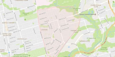 નકશો Leaside પડોશી ટોરોન્ટો