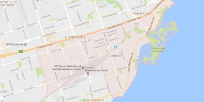 નકશો Mimico પડોશી ટોરોન્ટો