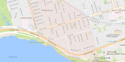 નકશો Parkdale પડોશી ટોરોન્ટો