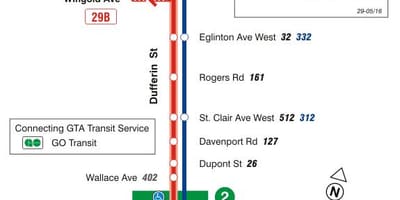 નકશો TTC 29 Dufferin બસ રૂટ ટોરોન્ટો