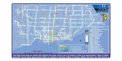 નકશો TTC વાદળી રાત્રે નેટવર્ક