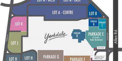 નકશો Yorkdale શોપિંગ સેન્ટર પાર્કિંગ