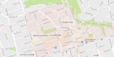 નકશો Yorkville પડોશી ટોરોન્ટો