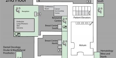 નકશો રાજકુમારી માર્ગારેટ કેન્સર સેન્ટર ટોરોન્ટો 2nd floor