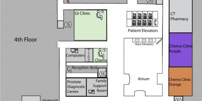 નકશો રાજકુમારી માર્ગારેટ કેન્સર સેન્ટર ટોરોન્ટો 4મી માળ